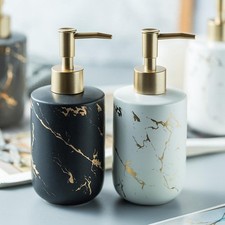 Hand Ceramic Soap Dispenser Marble Pattern Lotion Pump Bottle for Bathroom
