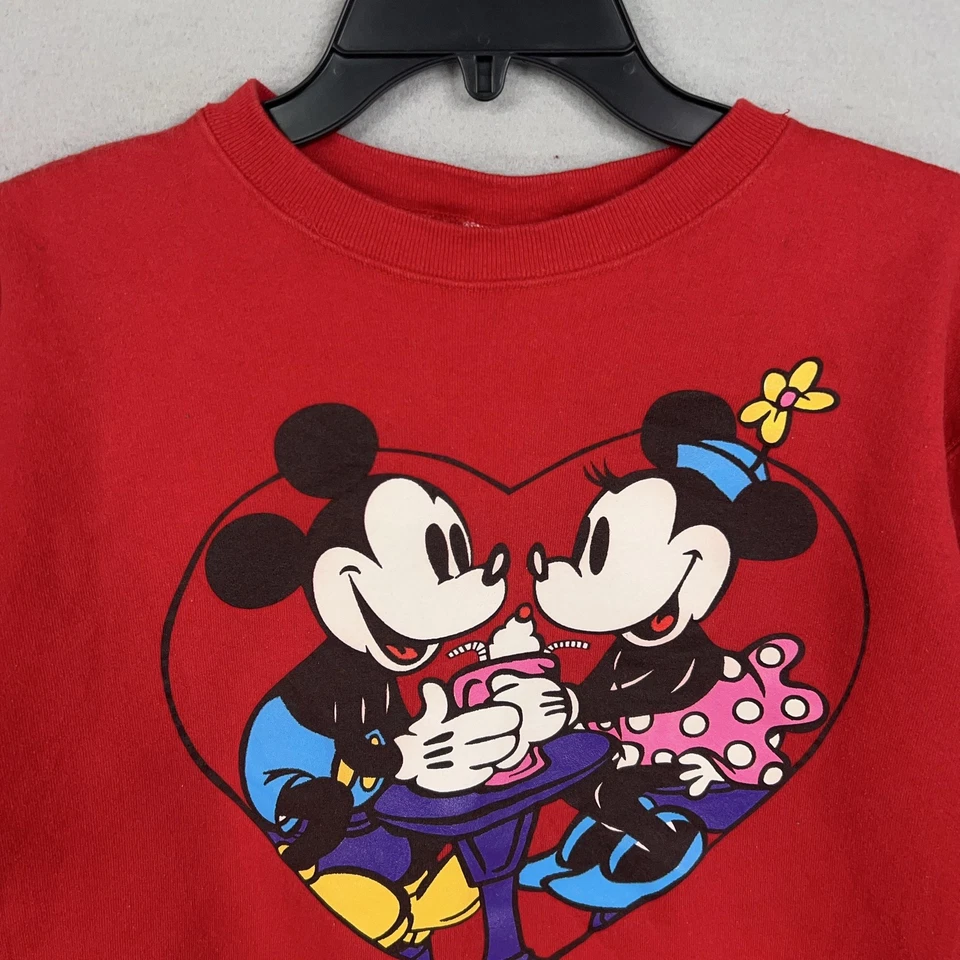 VINTAGE Disney Mickey Co Sweatshirt Youth Large Mickey Minnie Heart Valentines - Image 2 of 4