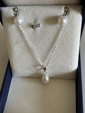 Genuine 925 Silver Pearl Studs & Oval Pearl Chain Necklace, Jewellery Gift Sets…