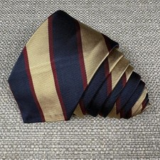 Robert Talbott Men's Repp Tie Striped Blue Black Gold Red Finest Silk 56" x 3"
