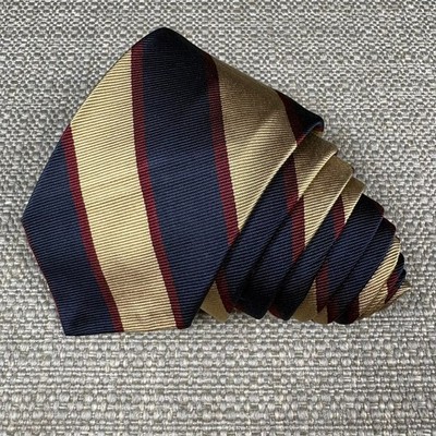 Robert Talbott Men's Repp Tie Striped Blue Black Gold Red Finest Silk 56'' x 3''