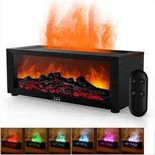 Home Fireplace Flame Essential Air Diffuser Cool Mist Humidifier Remote 7Colors