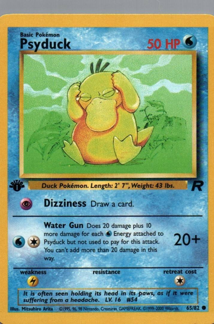 Psyduck 1st Edition Common Team Rocket 65/82 NM