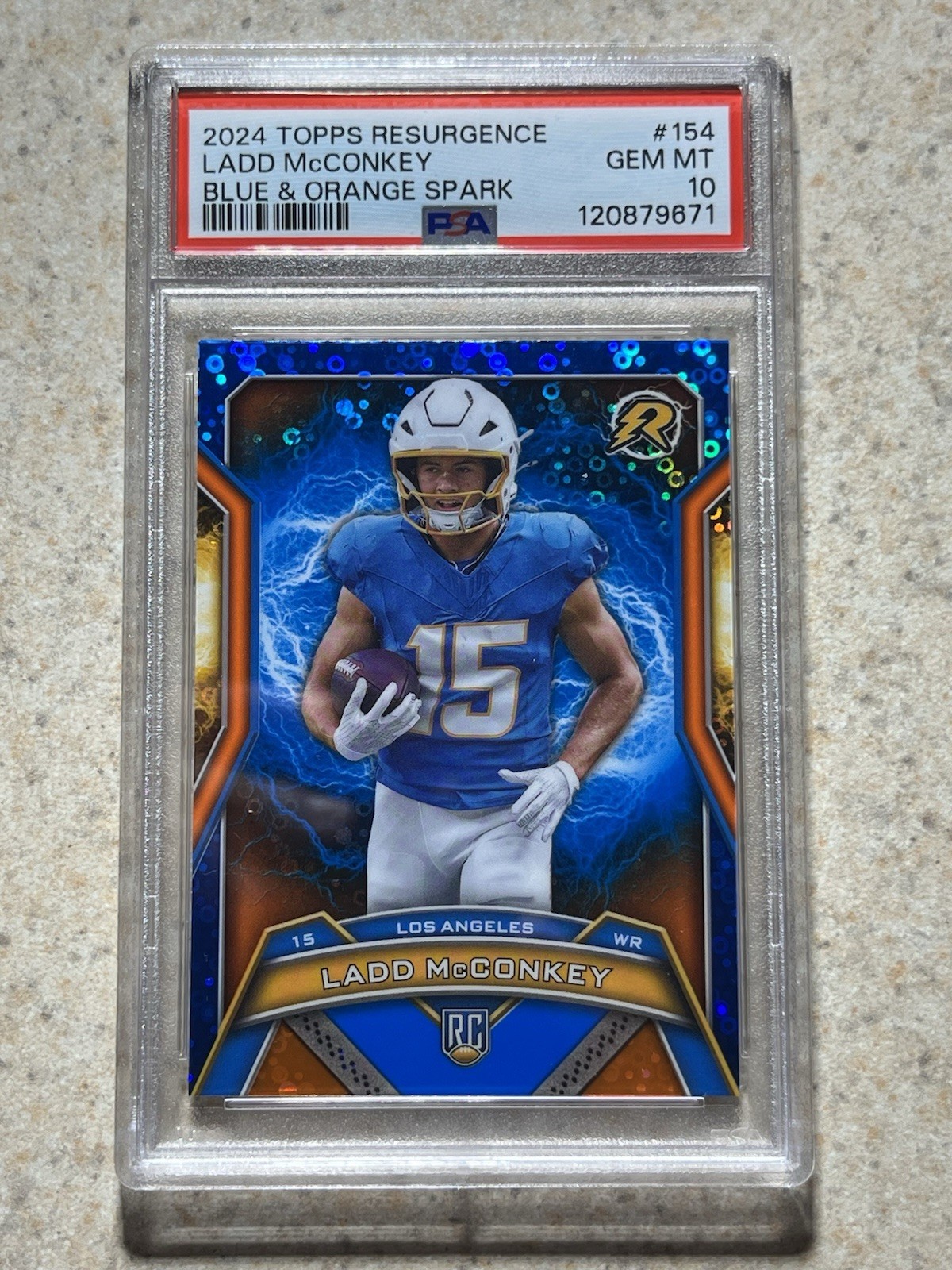 2024 Topps Resurgence - Rookies Ladd McConkey #154 Blue & Orange Spark Refractor