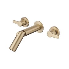 Wall Mount Bathroom Faucet Brushed Gold,Solid Brass Wall Mounted Sink Faucet,...