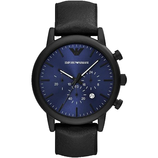 EMPORIO ARMANI S CLASSIC CHRONOGRAPH AR11351 BLUE DIAL BLACK STRAP
