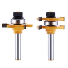 Tongue and Groove Router Bit Set (2 PCS) with 1/4 Inch Shank T inch 