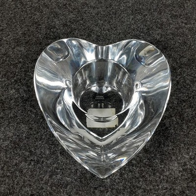 MILLER ROGASKA Votive Candle Holder Crystal Glass Tea Light Heart Shaped Signed