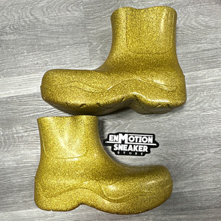 Bottega Veneta The Puddle Boot Gold Glitter Rubber Ankle Rain Boot EU 42 US 9