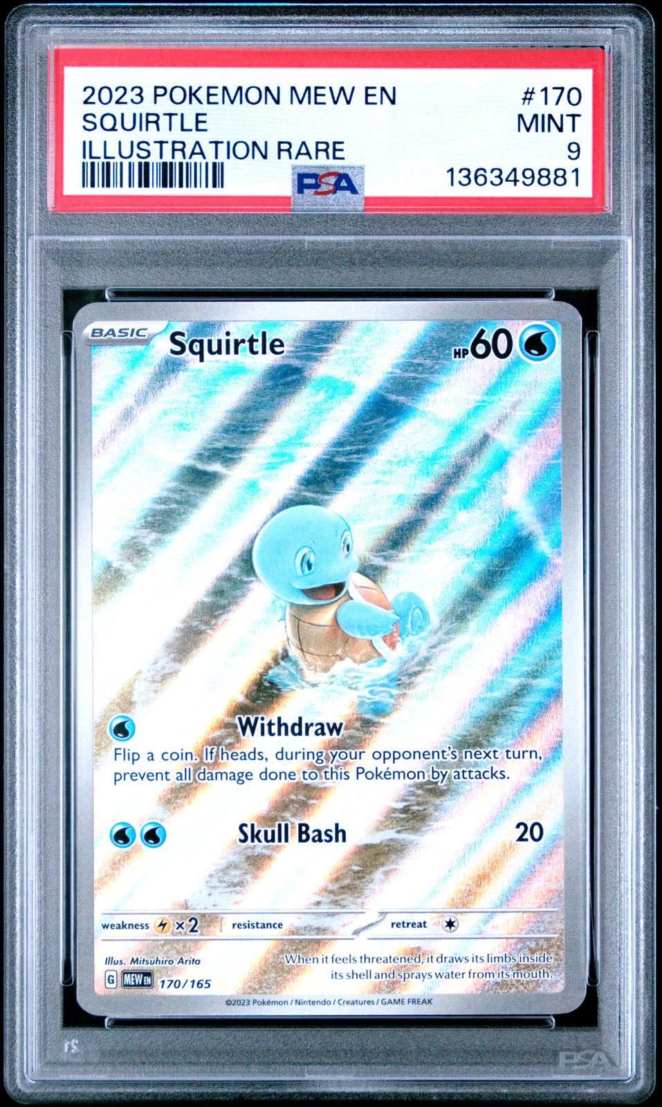 2023 POKEMON MEW EN-151 ILLUSTRATION RARE #170 SQUIRTLE PSA 9