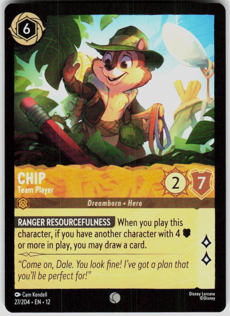 Chip Team Player 27/204 Wilds Unknown Disney Lorcana