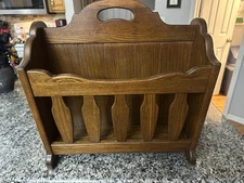 Vtg Wooden Magazine Holder Storage Rack Country Rustic Farmhouse Cabin Cottage