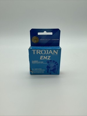 Trojan Enz Condoms Lubricated Latex 3 Each. Damaged Box