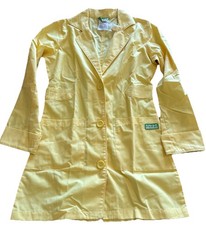 NWT Butter Soft Ledro Scrub Jacket Womens XS Yellow Lab Coat Nurse Uniform Retro