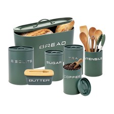 Kitchen Canisters Sage Green Metal Airtight Countertop Storage Organiser Chrome