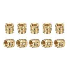 60PCS M4 x 6mm x 6mm Knurled Insert Nuts Brass Female Thread Heat Set Plastic