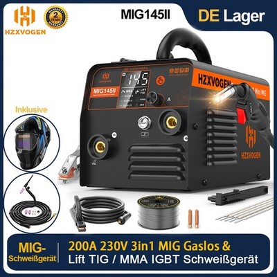 230V 200A MIG Schweißgerät Ohne Gas ARC TIG Kombischweißgerät Profi &TIG-Brenner