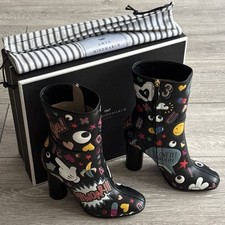 Anya Hindmarch Eyes Leather Boots All Over Sticker In Black Circus EU 36 UK 3,5