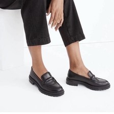 Madewell Bradley Lugsole Leather Black Loafer Size 7