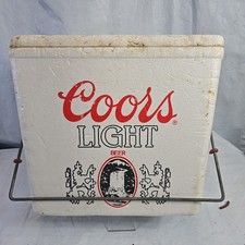 1980s Coors Light Beer Styrofoam Cooler Ice Chest w/ Metal Handle R&E Tooling