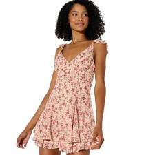 Wild Fable Womens Cream Pink Floral Ruffle Tiered Sleeveless Mini Dress Size XXL