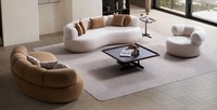 Braun-WeißE Wohnzimmer Couchgarnitur Textilsessel 2X Dreisitzer
