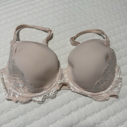 Simone Perele Reve 3D Plunge Pink Bra 30F Unlined Underwire