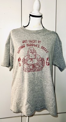 Vintage from 1999 USA-Made Get Lucky Rubbing Buddha s Belly T-Shirt by Delta