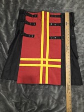 Utility Kilt Pleated Cotton Multi-Color Black/Red/Yellow Buckle Straps OS