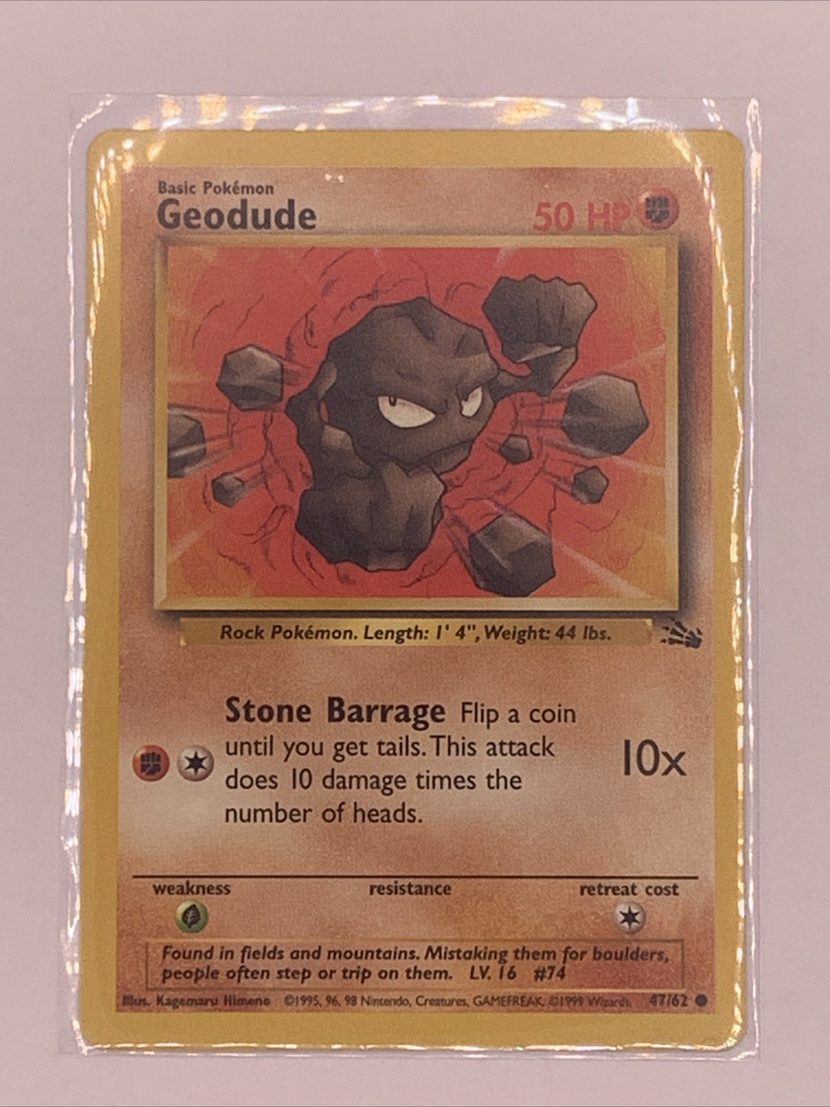 Geodude 47/62 Fossil Regular 1st Edition Pokemon