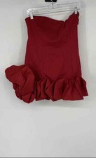 Fashion Nova Womens Red Sleeveless Ruffle Strapless Mini Dress Size Medium