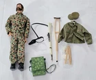 J-596 VINTAGE 1960/70'S HASBRO 12" GI JOE BRUNETTE FLOCKED HAIR ACTION FIGURE