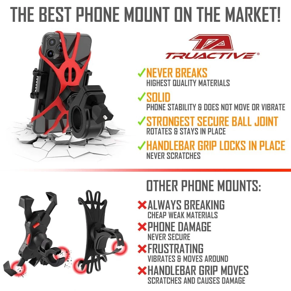 Premium Bike Phone Mount Holder | Universal Cell Phone Mount for 4"-7" Phones... - Image 2 of 4