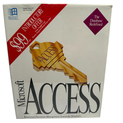 Microsoft Access v1.00 DBMS Software Windows 3.5 SEALED