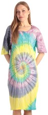 Womens 100 Cotton Short Sleeve Nightgown SleepDress 4XL Plus TieDye Multi Swirl