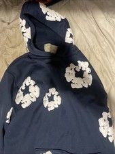 Navy Blue Denim Tear Hoodie