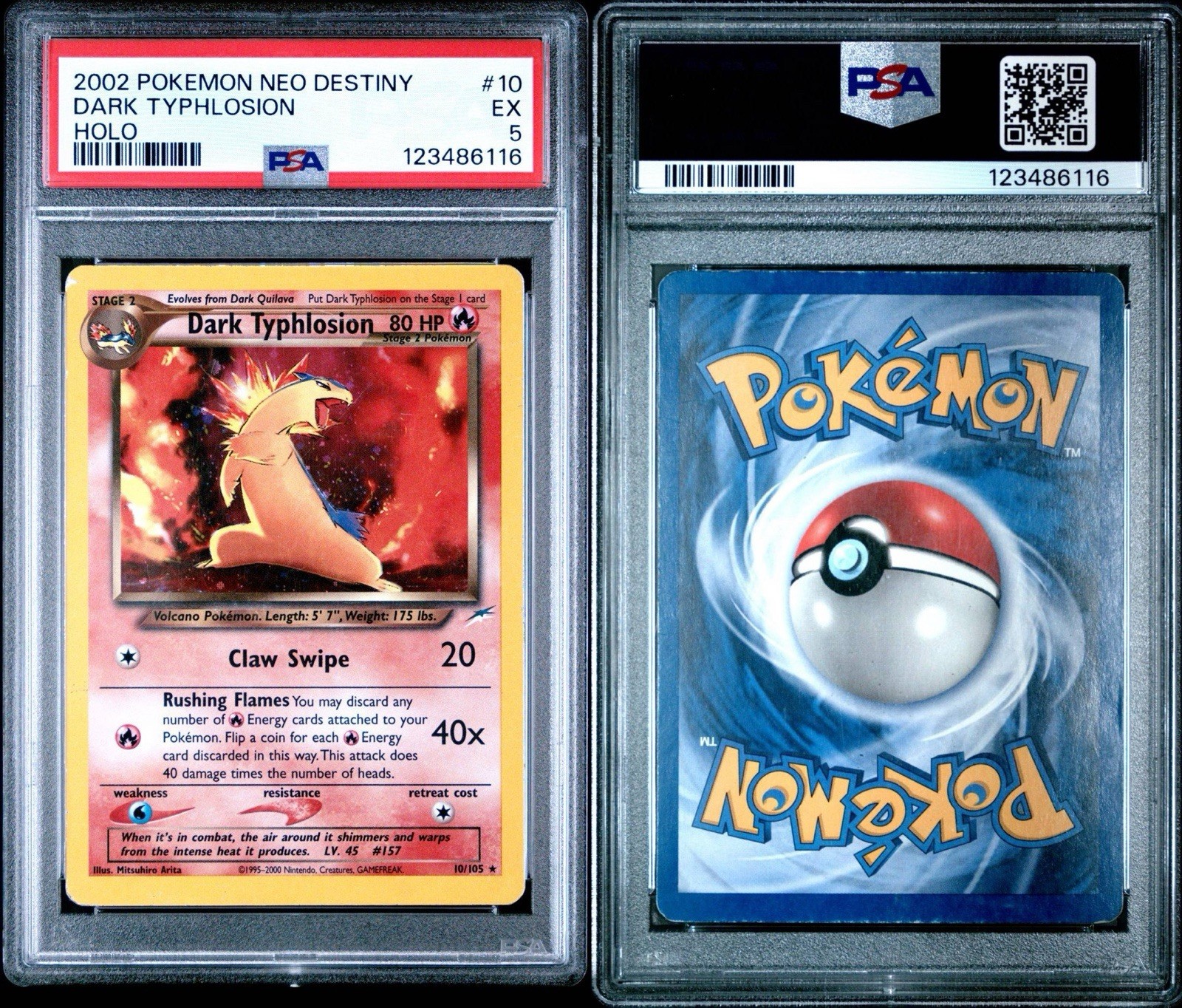 2002 Pokemon Neo Destiny Holo Dark Typhlosion #10 PSA 5