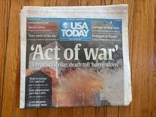 USA Today 9/11 September 11 2001 Newspaper ACT OF WAR Special Edition 9/12/2001