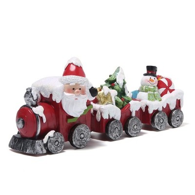 Hodao Christmas Train Figurines with Santa, Tree & Snowman   Mini Resin Table...