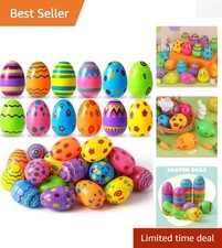 18-Piece Fillable Plastic Easter Egg Set - 3.15'' Tall, Vibrant Designs