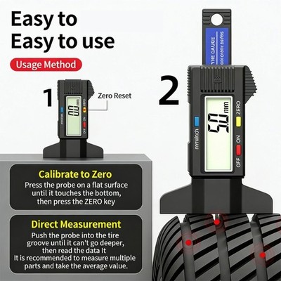 Tire Treads Depth Gauges Tire Treads Meter Measurer High Accuracy Tyre Measure