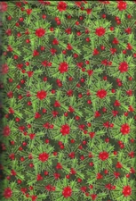 45" 100% cotton Christmas fabric "Holly" by MDG Fabrics