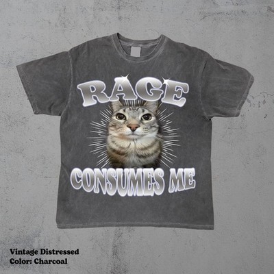 Rage Consumes Me Cat Shirt, Funny Meme Cat Graphic Tee, Weird Humor Unisex Tee