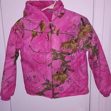 Carhartt Pink Camo Jacket Girls Med 10-12 Realtree Canvas Hooded Full Zip