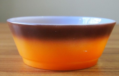 TAZÓN NARANJA Y MARRÓN DE COLECCIÓN FIRE KING - TAZÓN PEQUEÑO PARA SERVIR - ANCHOR HOCKING - Imagen 2 de 4
