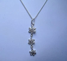 16" - 18" Expandable Sterling Silver flower Necklace 2.44g