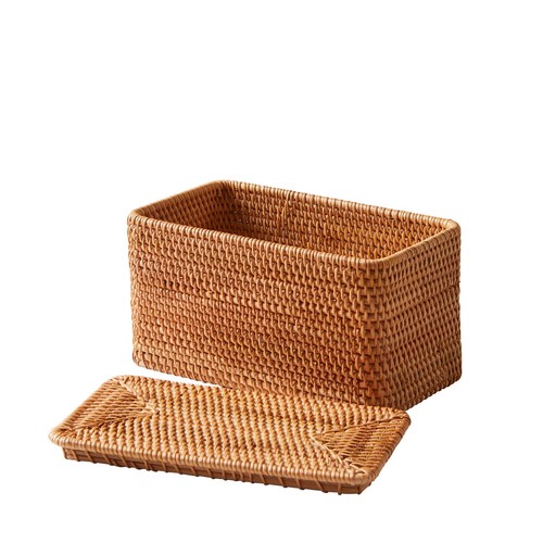 ?Rattan Organizer Basket with Lid, Brown - Ideal for Home Storage - Picture 14 of 28