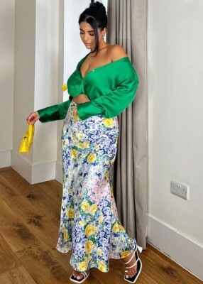 Zara Satin Skirt With Floral Print Size XS M Extra Small Medium