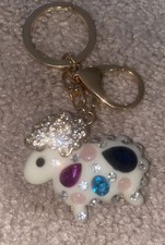 Crystal Rhinestone Sheep Keychain Key Ring Handbag Charm