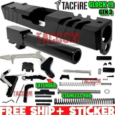 TACFIRE RMR Fluted SLIDE + Barrel + Upper + Lower Parts for Glock 19 Gen 3 SS